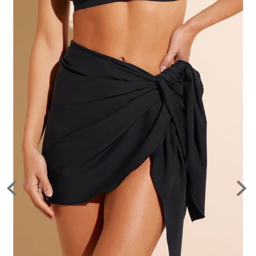 The Stylest Dream Sculpt Navy Side-Tie Sarong Cover-Up.
